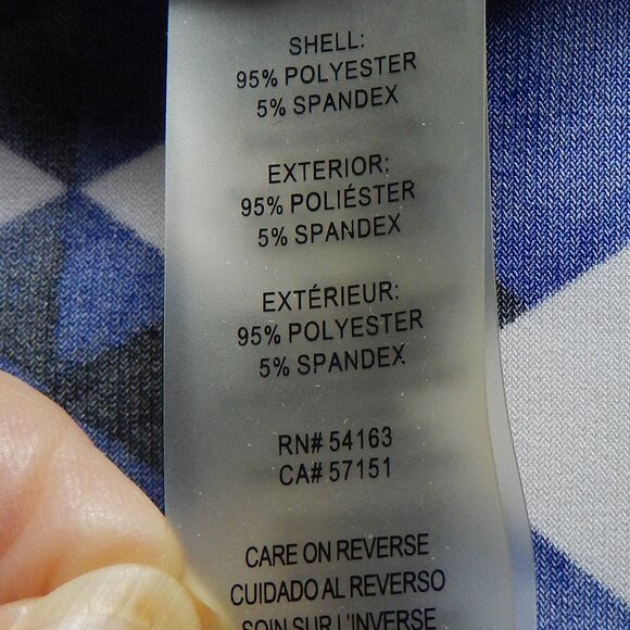 Calvin Klein Pleated Neck Blue/Black/White Sleeveless Size XLG Career Top EUC - Picture 11 of 14